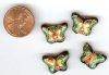 4 11x17mm Black Cloisonné Butterflies